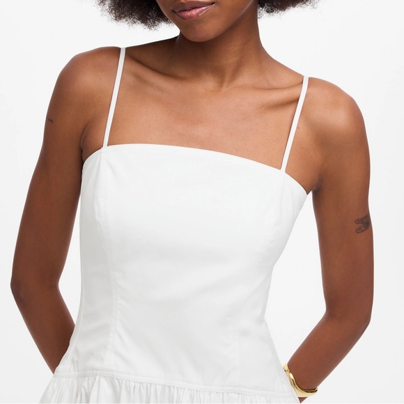 Madewell Seamed Poplin Maxi Dress Sundress 100% Cotton White $158 NWT‎ Size 12 - Picture 3 of 12